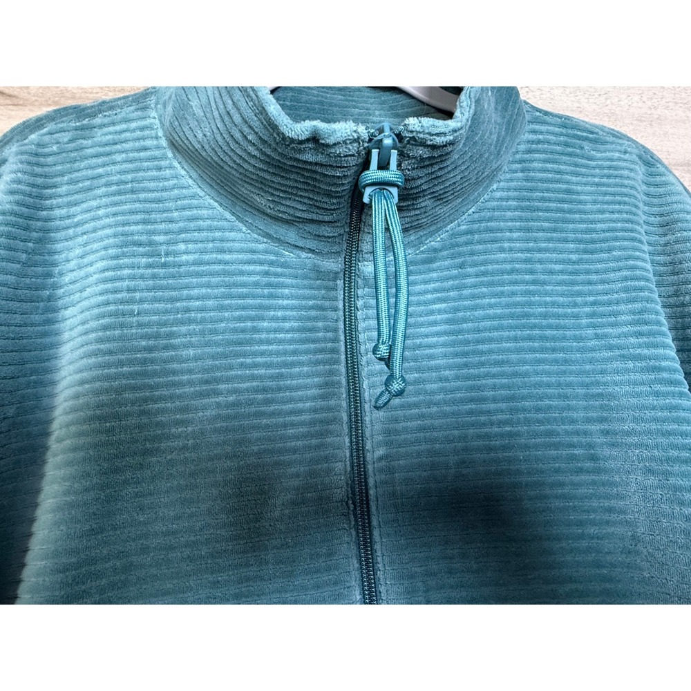 L.L.Bean Teal Ribbed Velour Quarter Zip Pullover Women's Large - Picture 3 of 8